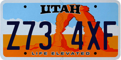 UT license plate Z734XF