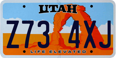 UT license plate Z734XJ
