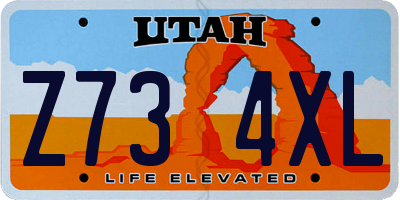 UT license plate Z734XL