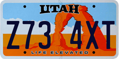 UT license plate Z734XT