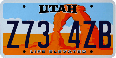 UT license plate Z734ZB