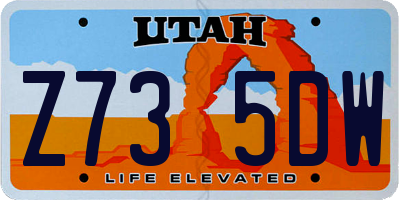 UT license plate Z735DW