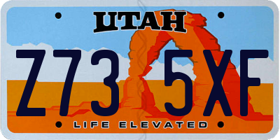 UT license plate Z735XF
