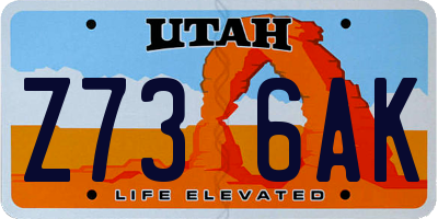 UT license plate Z736AK