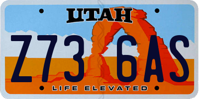 UT license plate Z736AS