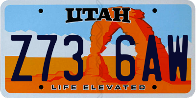 UT license plate Z736AW