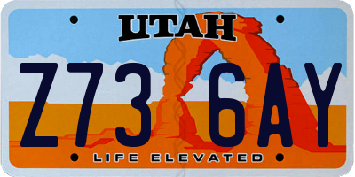 UT license plate Z736AY