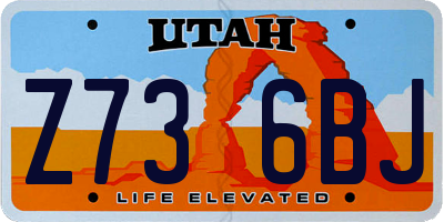 UT license plate Z736BJ