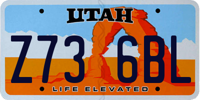 UT license plate Z736BL