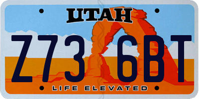 UT license plate Z736BT