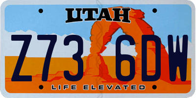 UT license plate Z736DW