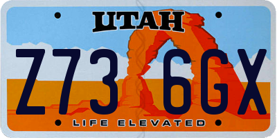 UT license plate Z736GX