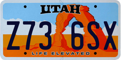 UT license plate Z736SX