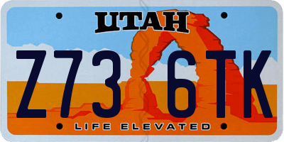 UT license plate Z736TK