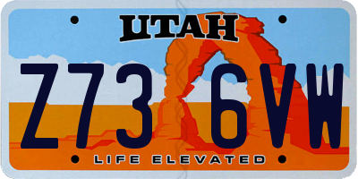 UT license plate Z736VW