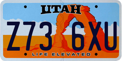 UT license plate Z736XU