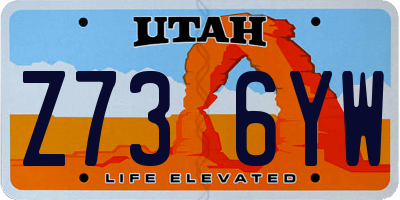 UT license plate Z736YW