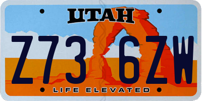 UT license plate Z736ZW