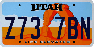 UT license plate Z737BN