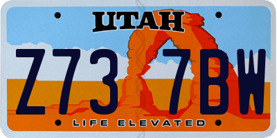 UT license plate Z737BW
