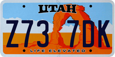 UT license plate Z737DK