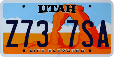 UT license plate Z737SA