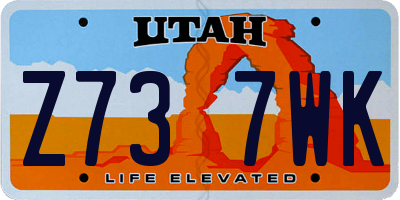 UT license plate Z737WK