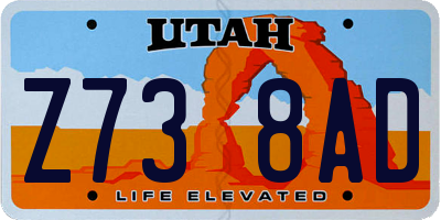 UT license plate Z738AD