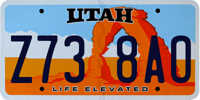 UT license plate Z738AO