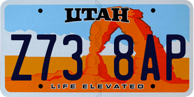 UT license plate Z738AP