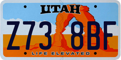 UT license plate Z738BF
