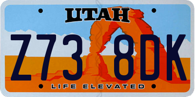 UT license plate Z738DK
