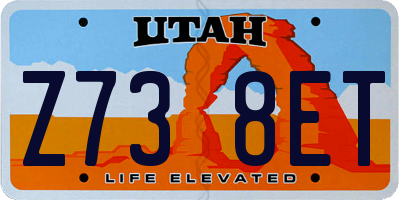 UT license plate Z738ET