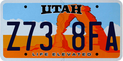 UT license plate Z738FA