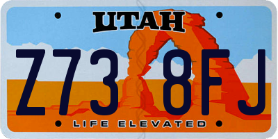UT license plate Z738FJ