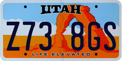 UT license plate Z738GS