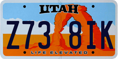 UT license plate Z738IK