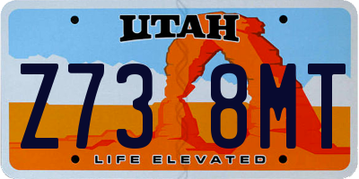 UT license plate Z738MT