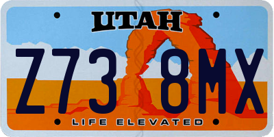 UT license plate Z738MX