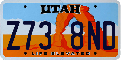 UT license plate Z738ND
