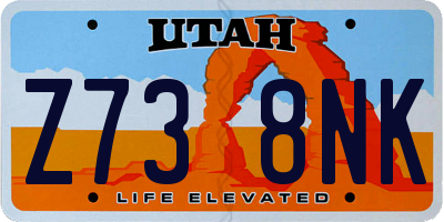 UT license plate Z738NK