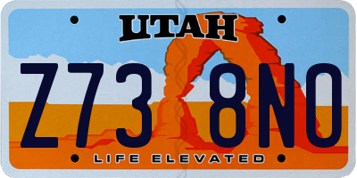 UT license plate Z738NO