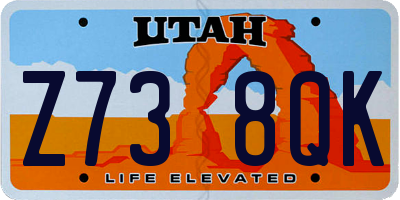 UT license plate Z738QK