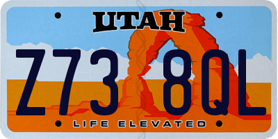 UT license plate Z738QL