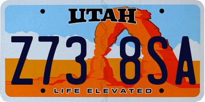UT license plate Z738SA
