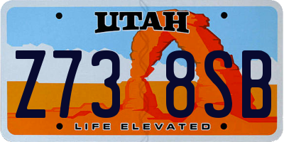 UT license plate Z738SB
