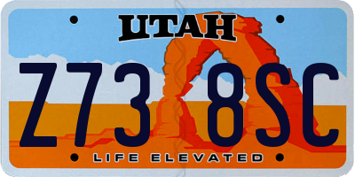 UT license plate Z738SC
