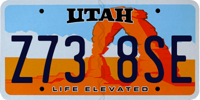UT license plate Z738SE
