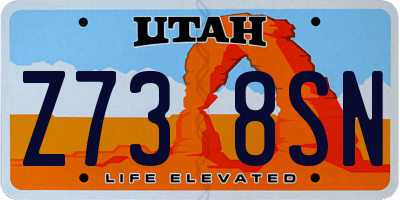 UT license plate Z738SN