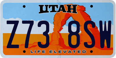 UT license plate Z738SW